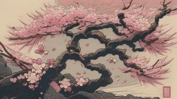Japanese cherry blossom, comic style