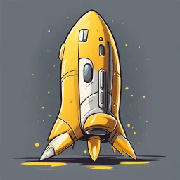 yellow rocket cartoon stylized