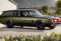 a military fighter jet station wagon hybrid purple paint job metallic