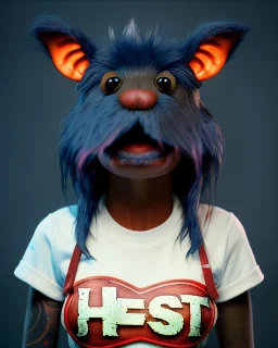 Realistic portrait, hybrid character, waitress sexy British woman with monster muppet mask that covers her entire head, muppet eyes, Sesame Street style, retro style, pub, short shirt, tray, beer, old school tattoo, hot, smooth, unreal engine 5, god lights, ray tracing, RTX, lumen lighting, ultra detail, volumetric lighting, 3d.