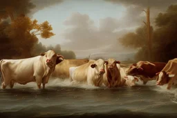 cows downing in deep water by Correggio