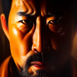 Ultra detailed fullbody Portrait in oil on canvas of Jin Sakai-Ghost Of Tsushima,intense stare,extremely detailed digital painting, extremely detailed face,crystal clear Big eyes, mystical colors ,perfectly centered image, perfect composition, rim light, beautiful lighting,masterpiece,8k, stunning scene, raytracing, anatomically correct, in the style of robert e howard and Ken Kelley and Ohrai Noriyoshi and Simon Bisley and tomzj1