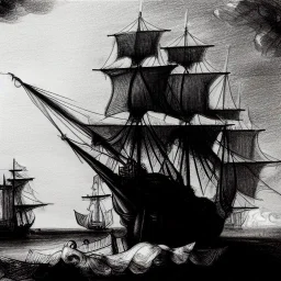 Dibujo de un Galeón al estilo Rembrandt