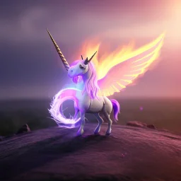 CM küre içinde fantastik unicorn ateşli kanatları olan