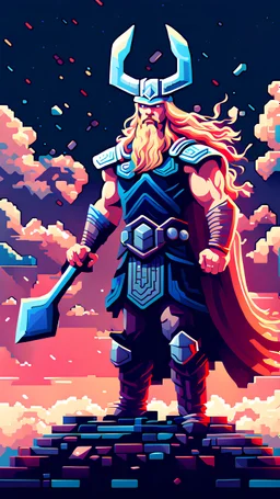 norse god thor, pixel art surreal 8K image