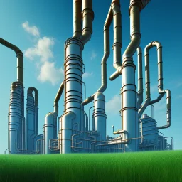 energy, power plant, technology, energy pipes, future, green trees, blue sky, people