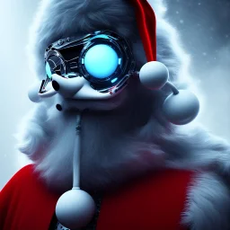 All Black Santa, ghost, wearing high tech mask, white smoke, dark, rage, high definition, ultra 8 k, volumetric lighting, blue fire, fog red rain