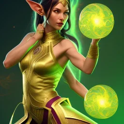 swirl, power surge, flames and sparks ,dhalsim as elven yoga master, 4k, Highly Detailed, perfect eyes, Digital Illustration, Cinematic Lighting, Realistic, Sharp Focus, Centered, Beautifully Lit, Bioluminescent by Stanley Artgerm Lau, totally green background, the greenest color