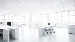 White open space office interior with