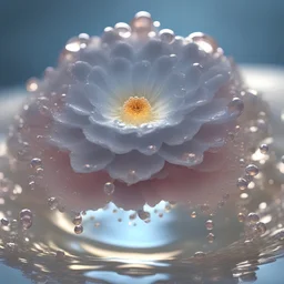High quality, highly detailed, 8K Ultra HD, flowers made entirely of water, flower-shaped made from water droplets, a magnificent liquid diadem, every droplet gracefully unfolds into a magnificent liquid diadem, intricate elegance, splashes, aqueous jewels reflections, sunlight Illuminated, ephemeral liquid gems, regal coronet, luminism, 3d render, octane render, by yukisakura, Isometric, awesome full color.