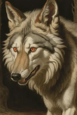A wolf painted by Heironymous Bosch