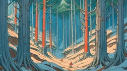 snow forest drawn by studio ghibli
