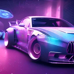 Modified car, ultra realistic, intricate details, ultra highly detailed, shiny, smooth, studio quality, octane render, Surrealism, Triadic colour scheme,glow-stick, ambient lighting,nightclub lighting, polaroid, 100mm, --ar 1:1 --v4