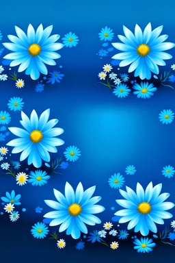 Niebieskie tło z kwiatkami u góry
