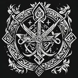 Sketch of a tattoo of the Slavic symbol on a black background