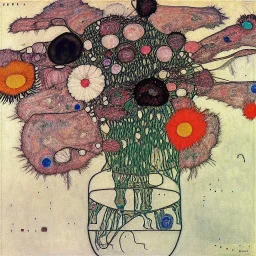 floating flowers in outer space muted colors by Egon Schiele