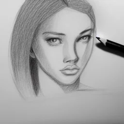 Pencil sketch of a girl on lined paper