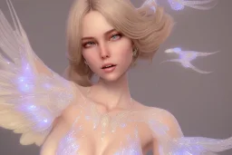 beautiful fairy very etheric, smiling, magic glamour make up, delicate colors, transparent wings, beautiful glamour transparent dress, ultra sharp focus, 8k, unreal engine 5, extremely sharp detail, light effect, soft light atmosphere, smooth, full of details, face in front, complete face and hair