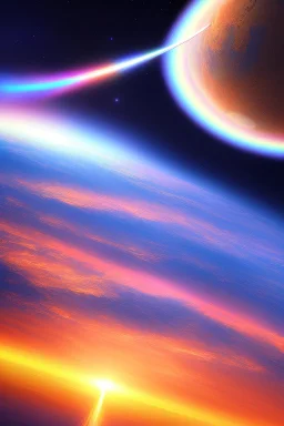 intergalactic very beautiful ufo rainbow futurist