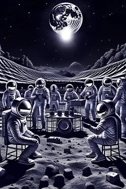 techno rave party on the moon