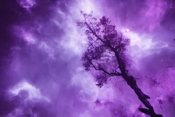 Purple nebula, cyberpunk trees