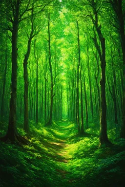 the knot of suppressed speech; surrealistic modern art; forest palette