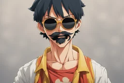 luffy with sunglasses and mustaches