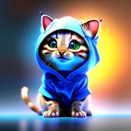 Concept art of Little mascot cat wearing a hoodie (Pixar art style)++, highly detailed, digital painting, art stations, concept art, smooth, unreal engine 5, god rays, ray tracing, RTX, nanite polygons, lumen lighting, ultra detail, volumetric lighting, 3d, detailed anime, finely drawn, high definition, high resolution, cartoon [ animation, cartoon, drawing, painting, low res, cropped, watermark, jpeg artifacts, low quality, normal quality, bad anatomy, text error, worst quality, blurry thousan