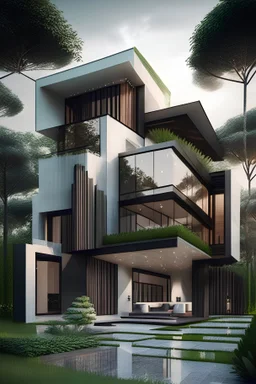 Create a modern architectural villa design