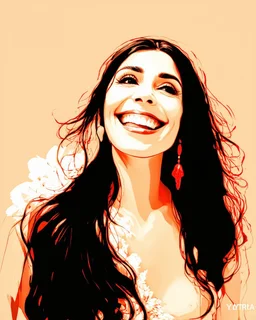 On a beige background, a young gypsy. dark, handsome, black eyes. Long, black hair. Beautiful, wide smile. Volumetric contrasting bright drawing with oil inks, high definition of drawing details. , ISO 9000, bright lighting, neon lighting. 125k. very beautiful professional photo. sharpness of the image. yltra HD fantastic art. minimalism. watercolor. 3d. Pixar . style Lee Bogle. David Taylor. ( Marlon Teixeira)