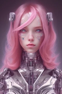 cyborg, pink hair, lena , perfekt eye, real, dream