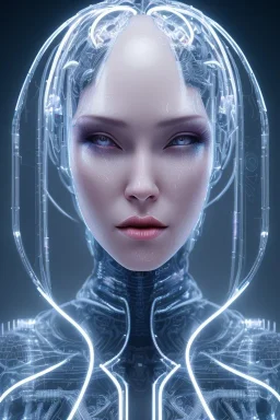 cyberpunk, head, women, portrai, tron, cyborg, robot, cyborg, white hair, seven , perfekt, real, dream, hr giger