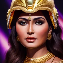 Ultra detailed fullbody Portrait in oil on canvas of busty Sonia with Gold armor and helmet-Saint seya,extremely detailed digital painting,ultrarealistic skin,intense stare, extremely detailed face, crystal clear eyes, mystical colors ,perfectly centered image, perfect composition, rim light, beautiful lighting,masterpiece ,8k, stunning scene, raytracing, anatomically correct, in the style of Simon Bisley and Ohrai Noriyoshi and robert e howard and Steve Jung and Wizyakuza.