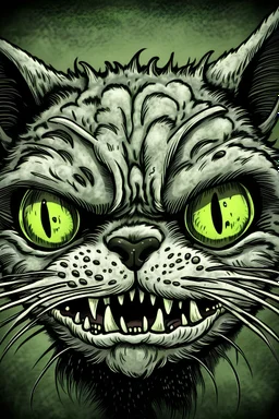 Create an angry cat in the style of junji ito