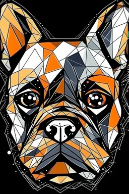 French bulldog face geometric cartoon