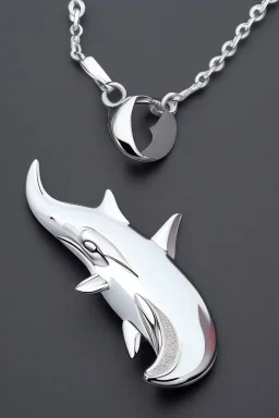 Orca whale-shaped white gold necklace Contains the Jewel of the Sea