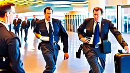 security escorting pouting man away from airport lounge