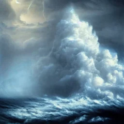 close up of an ocean storm with clouds and lightning, castle, minarets, 8k resolution, high-quality, fine-detail, intricate, digital art, detailed matte, volumetric lighting, baroque, illustration, octane render, brian froud, howard lyon, selina french, George Grie, Ben Goossens, Igor Morski