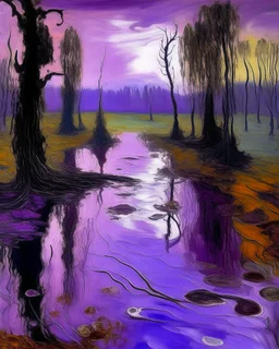 A purple toxic swamp painted by Claude Monet