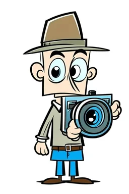 man with camera head cartoon