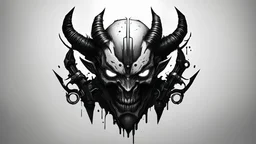 cyberpunk demon logo black and white