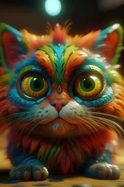 Cute looking colorful rasta cat with big cute eyes - 3d 8k hyper real octane render blender --ar 9:16 --stylize 100