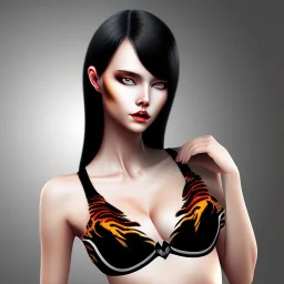 black hair lady model bra with tiger