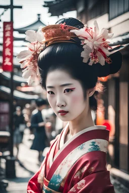 a geisha in the town of tokyo with a sunshine