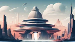 Create vector illustrations of famous landmarks reimagined in a futuristic style.