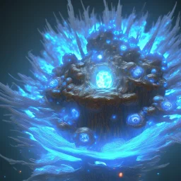 Spherical Frost metal magic armoured lightning Mycelium giant blob MUSHROOM flower stars galaxy SPACE lANDSCAPE BURNING IN BLUE FLAMES hellfire abyss math chaos