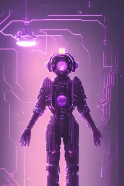 cute cyberpunk, purple tones, high lighting