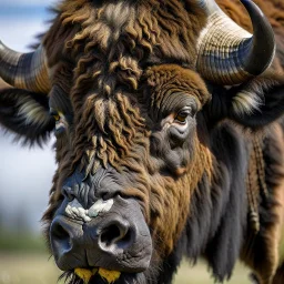 American Bison head at an angle,