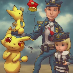 policeofficer catches a pickachu