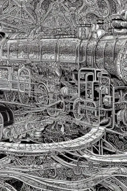 Insanely detailed intricately detailed meticulously detailed hyperdetailed outline of a train, high contrast, beautiful landscape, detailed full-color , nature, HD photography, Josan Gonzalez, Tishk Barzanji, Anne Dittmann, autoCAD